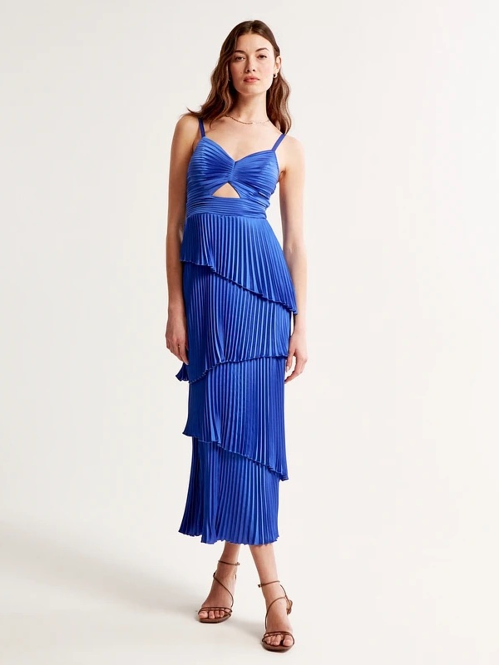 Abercrombie & Fitch Electric Blue Pleated Maxi Dress